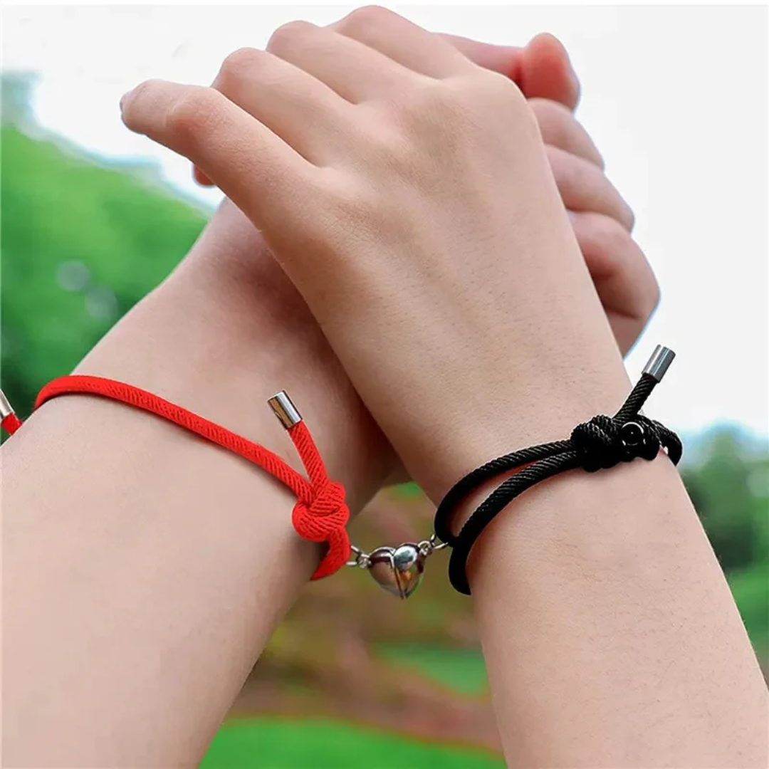 Juego de pulseras de pareja con imán de amor 2 uds